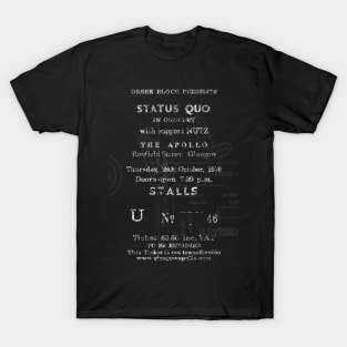 Status Quo 28th October 1976 Glasgow Apollo UK Tour Ticket Repro T-Shirt